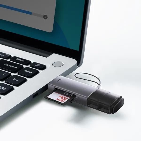 Фото - Кардридер Baseus Lite Series USB-A & Type-C  to SD/TF Card Reader Grey (WKQX060113)