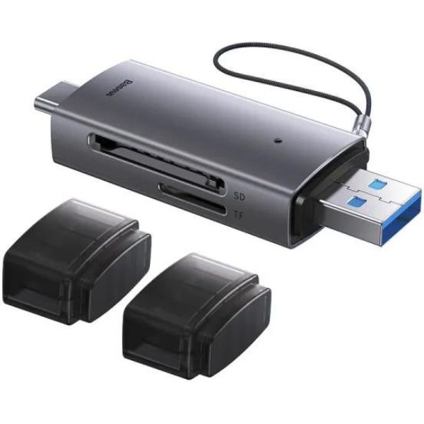 Фото - Кардридер Baseus Lite Series USB-A & Type-C  to SD/TF Card Reader Grey (WKQX060113)