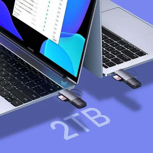 Фото - Кардридер Baseus Lite Series USB-A & Type-C  to SD/TF Card Reader Grey (WKQX060113)