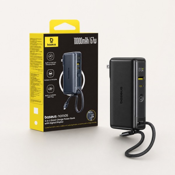Фото - Батарея мобільна Baseus Nomos NT11 3 в 1 67W 10000 mAh USB-C Black (716306)