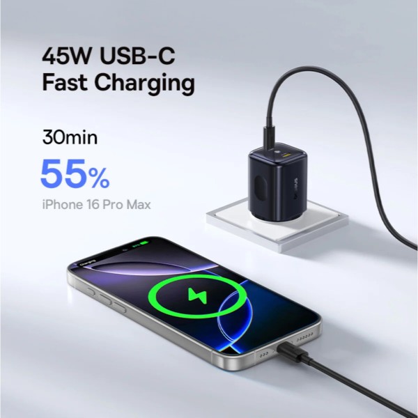 Фото - Сетевое зарядное устройство Baseus PicoGo 2C 45W (E0121F00) Black