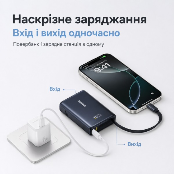 Фото - Батарея мобільна Baseus PicoGo Digital Display 45W 10000 mAh USB-C Black (716308)