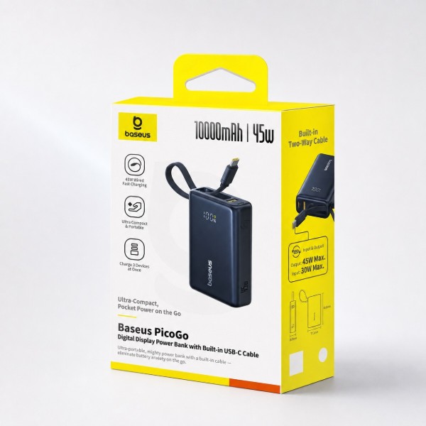 Фото - Батарея мобільна Baseus PicoGo Digital Display 45W 10000 mAh USB-C Black (716308)