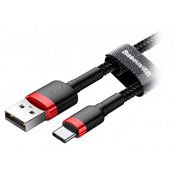 Фото - Кабель синхронізації даних Baseus Сafule Cable USB For Type-C 2A 2m Red-Black (CATKLF-C91)