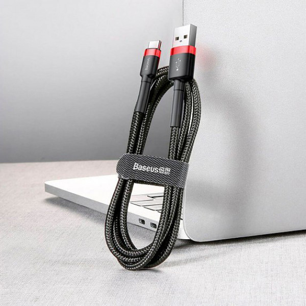 Фото - Кабель синхронізації даних Baseus Сafule Cable USB For Type-C 2A 2m Red-Black (CATKLF-C91)
