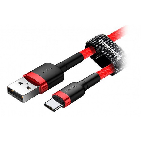 Фото - Кабель Baseus Сafule Cable USB For Type-C 3A 2m Red-Red (CATKLF-C09)