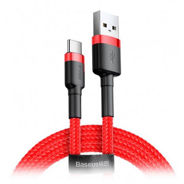 Фото - Кабель Baseus Сafule Cable USB For Type-C 3A 2m Red-Red (CATKLF-C09)