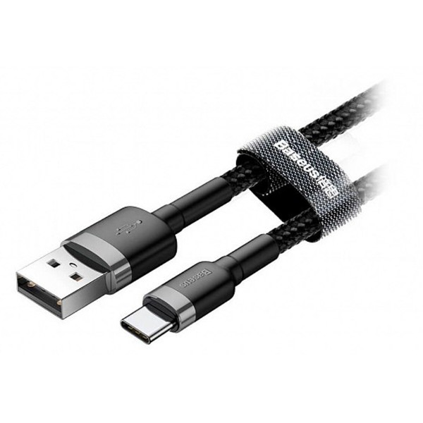 Фото - Кабель Baseus Cafule Cable USB For Type-C 3A 1m Gray-Black (CALKLF-BG1111)