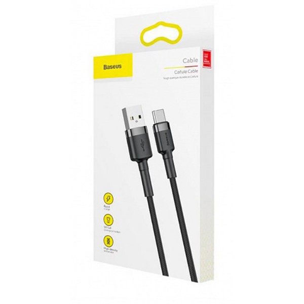 Фото - Кабель Baseus Cafule Cable USB For Type-C 3A 1m Gray-Black (CALKLF-BG1111)