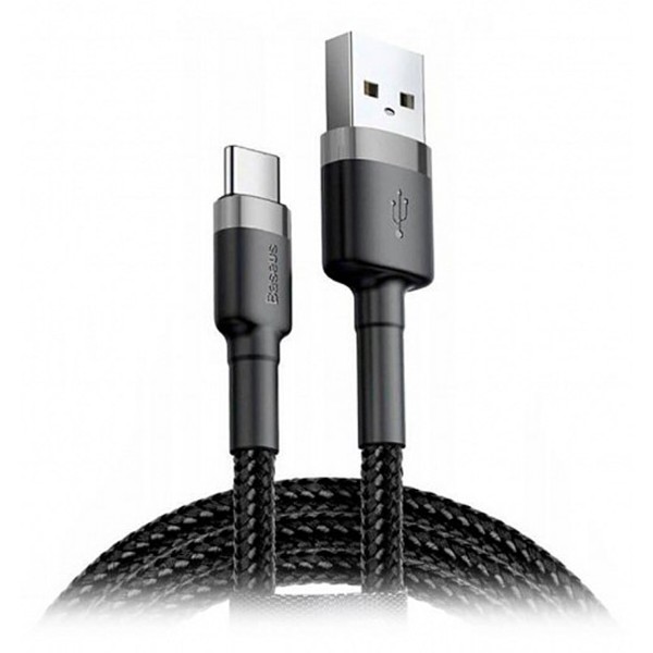 Фото - Кабель Baseus Cafule Cable USB For Type-C 3A 1m Gray-Black (CALKLF-BG1111)