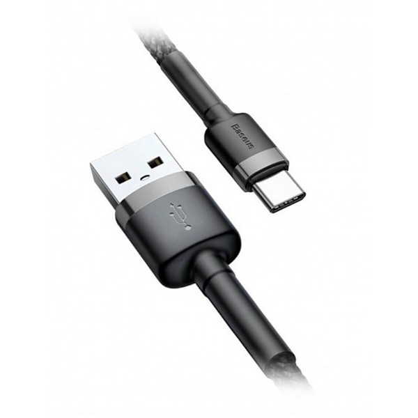 Фото - Кабель Baseus Cafule Cable USB For Type-C 3A 1m Gray-Black (CALKLF-BG1111)