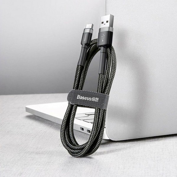 Фото - Кабель Baseus Cafule Cable USB For Type-C 3A 1m Gray-Black (CALKLF-BG1111)