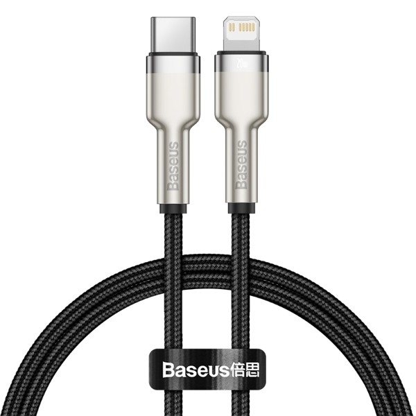 Фото - Кабель Baseus Cafule Metal USB-C-Lightning 2 м Black (CATLJK-B01)