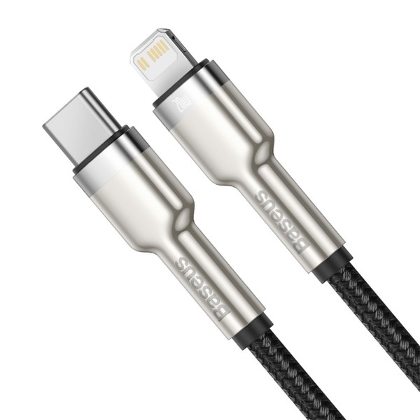 Фото - Кабель Baseus Cafule Metal USB-C-Lightning 2 м Black (CATLJK-B01)