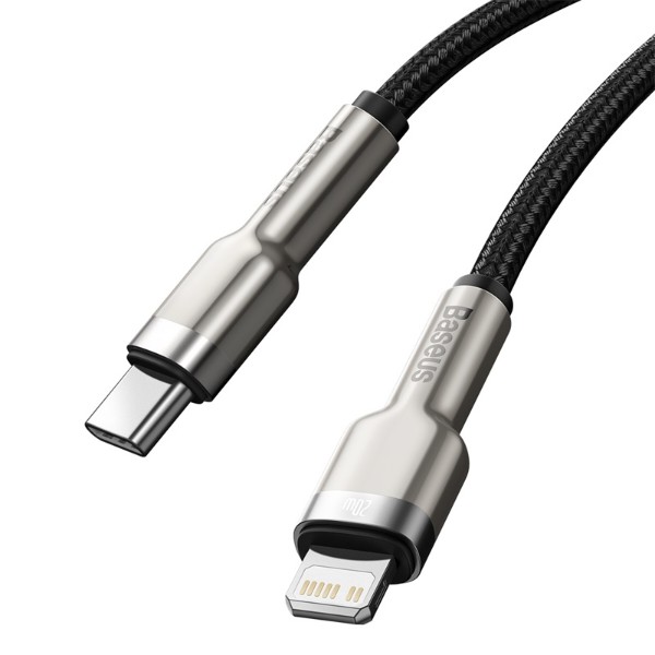 Фото - Кабель Baseus Cafule Metal USB-C-Lightning 2 м Black (CATLJK-B01)