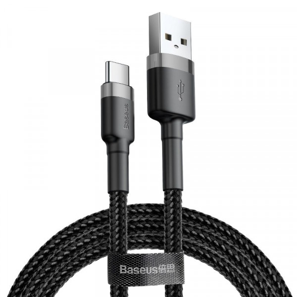 Фото - Кабель Baseus Cafule USB-USB-C 2A 3m Gray/Black (CATKLF-UG1)