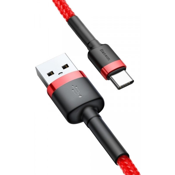 Фото - Кабель Baseus Cafule USB-USB-C, 2A 3m Red (CATKLF-U09)
