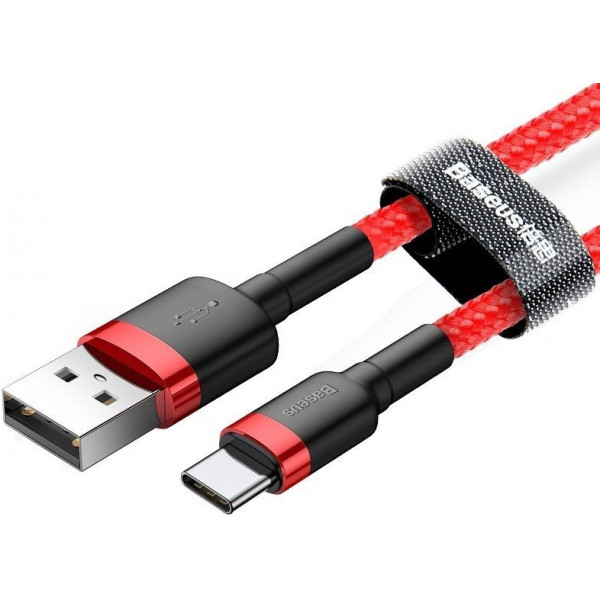 Фото - Кабель Baseus Cafule USB-USB-C, 2A 3m Red (CATKLF-U09)