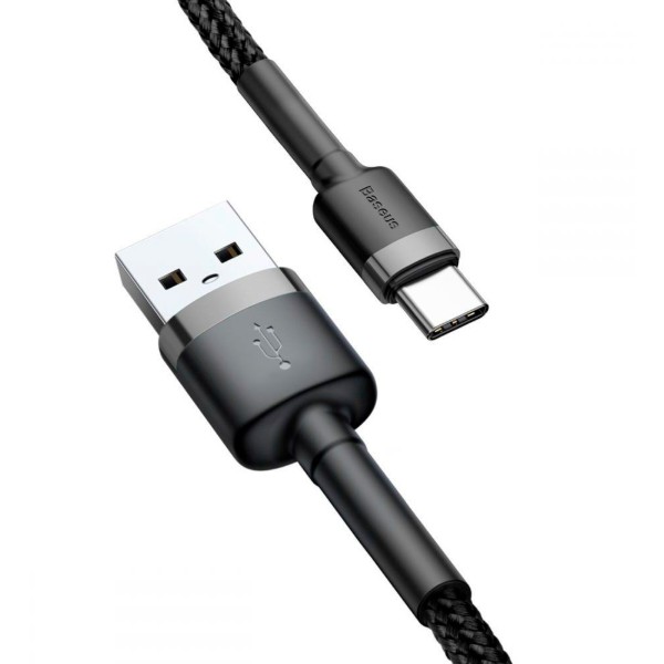 Фото - Кабель Baseus Cafule USB Type-C 1m Black/Grey (CATKLF-BG1)