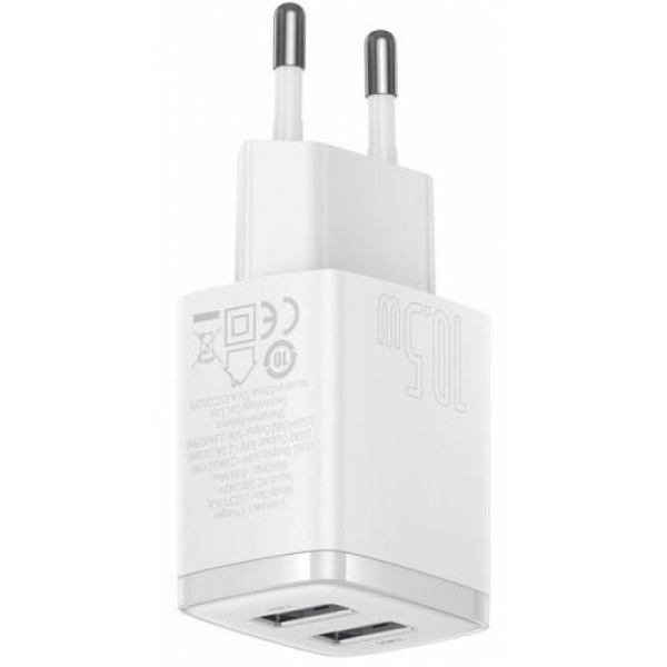 Фото - Сетевое зарядное устройство Baseus Compact 2U 10.5W White (CCXJ010202)