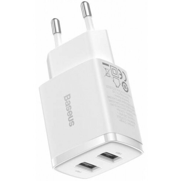 Фото - Сетевое зарядное устройство Baseus Compact 2U 10.5W White (CCXJ010202)