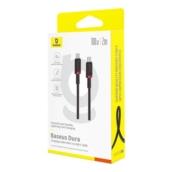 Фото - Кабель Baseus Dura Series Fast Charging Type-C to Type-C 100W 2m black-red (P10377803U01-03)