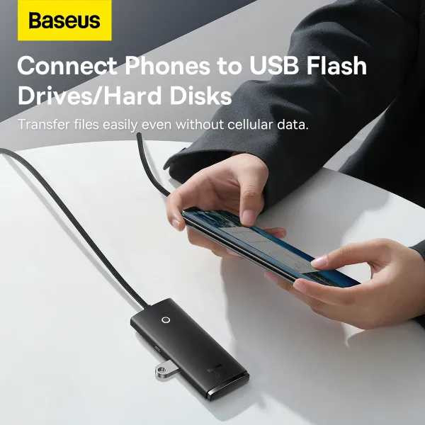 Фото - Хаб USB Baseus Lite Series 4-Port USB-A HUB Adapter 2m Black (WKQX030201)