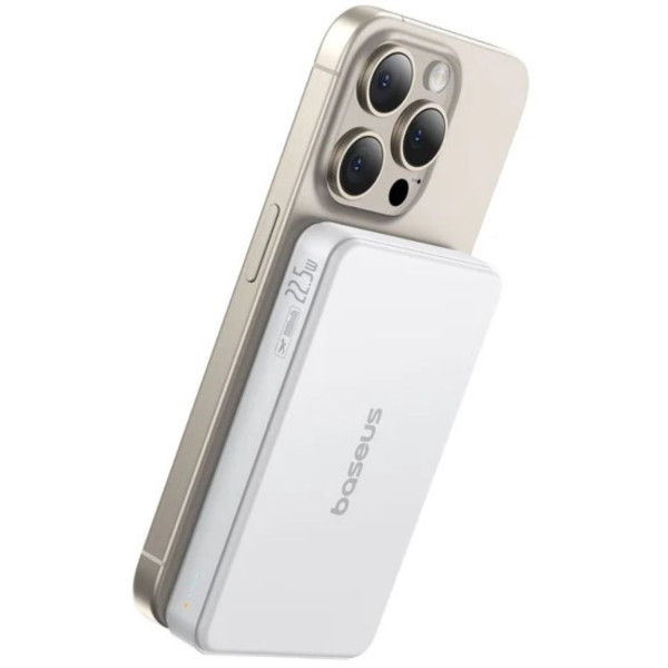 Фото - Батарея мобільна Baseus Airpow 2 Qi2 Magnetic Power Bank 10000mAh 22.5W Moon White (P10080000213-00)