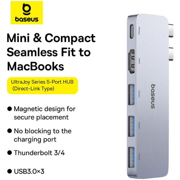 Фото - Хаб USB Baseus UltraJoy Series 5-Port HUB Space Grey (B00052801811-04)