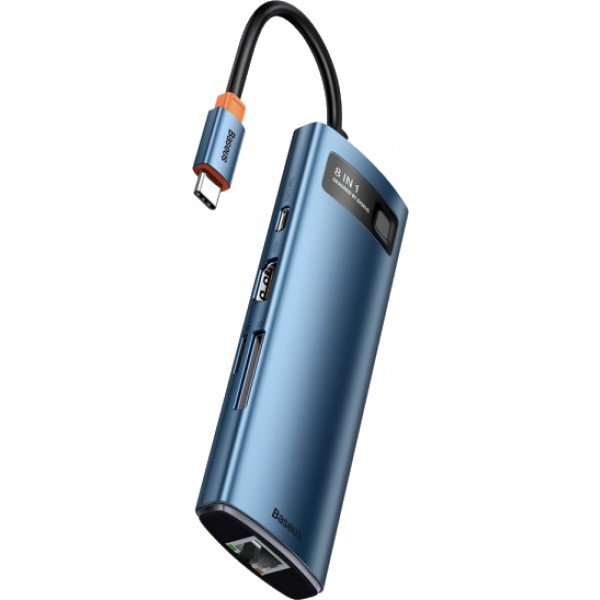 Фото - Док-станція Baseus USB3.1 Type C(PD)100W/HDMI 4K 30Hz/3хUSB3.2/RJ45/SD+TF 8in1 Blue (WKWG000103)