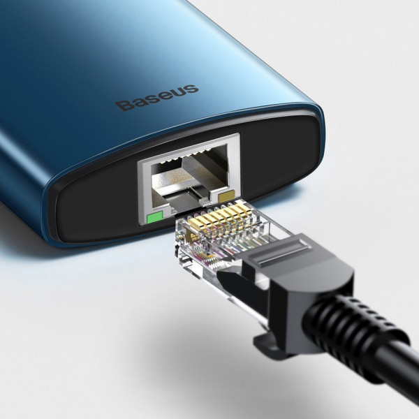 Фото - Док-станція Baseus USB3.1 Type C(PD)100W/HDMI 4K 30Hz/3хUSB3.2/RJ45/SD+TF 8in1 Blue (WKWG000103)