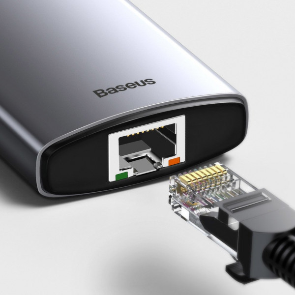 Фото - Док-станція Baseus USB3.1 Type C(PD)100W/HDMI 4K 30Hz/3хUSB3.2/RJ45/SD+TF 8in1 Grey (CAHUB-CV0G)
