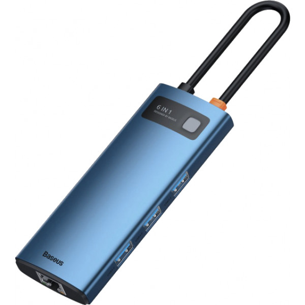 Фото - Док-станция Baseus USB3.1 USB Type C PD 100W/HDMI 4K 30Hz/3хUSB3.2 Gen1/RJ45 6in1 Blue (WKWG000003)
