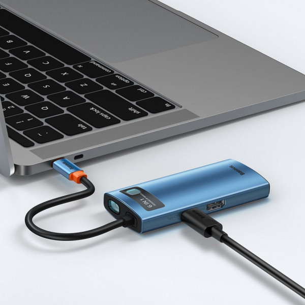 Фото - Док-станция Baseus USB3.1 USB Type C PD 100W/HDMI 4K 30Hz/3хUSB3.2 Gen1/RJ45 6in1 Blue (WKWG000003)