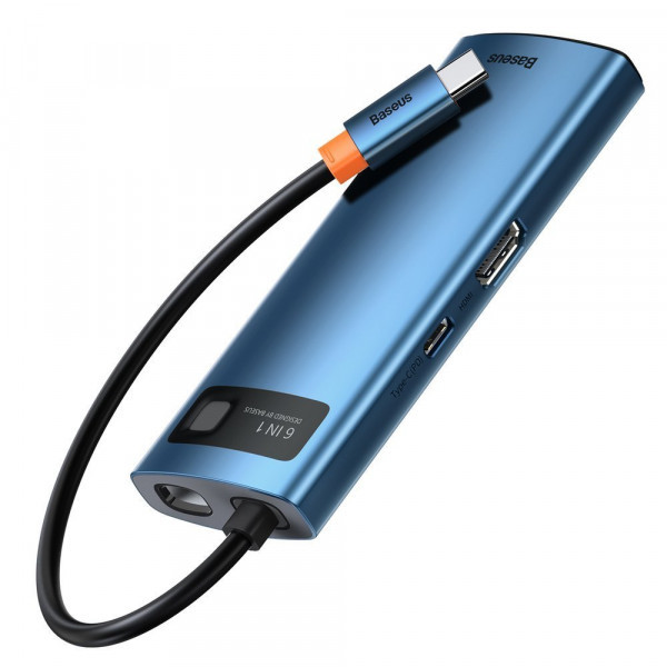 Фото - Док-станция Baseus USB3.1 USB Type C PD 100W/HDMI 4K 30Hz/3хUSB3.2 Gen1/RJ45 6in1 Blue (WKWG000003)