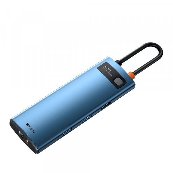Фото - Док-станция Baseus USB3.1 USB Type C PD 100W/HDMI 4K 30Hz/3хUSB3.2 Gen1/RJ45 6in1 Blue (WKWG000003)
