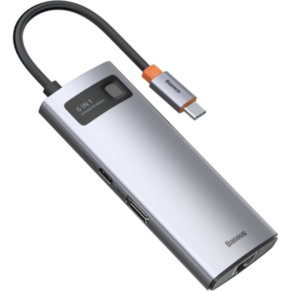 Фото - Док-станция Baseus USB3.1 USB Type C PD 100W/HDMI 4K 30Hz/3хUSB3.2 Gen1/RJ45 6in1 Grey (CAHUB-CW0G) Фото - Док-станция Baseus USB3.1 USB Type C PD 100W/HDMI 4K 30Hz/3хUSB3.2 Gen1/RJ45 6in1 Grey (CAHUB-CW0G)