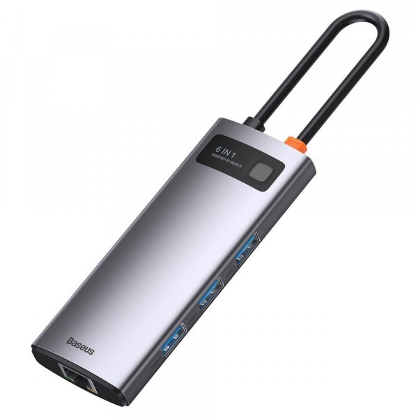 Фото - Док-станция Baseus USB3.1 USB Type C PD 100W/HDMI 4K 30Hz/3хUSB3.2 Gen1/RJ45 6in1 Grey (CAHUB-CW0G)