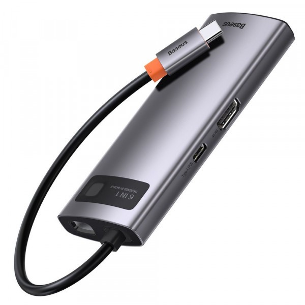 Фото - Док-станция Baseus USB3.1 USB Type C PD 100W/HDMI 4K 30Hz/3хUSB3.2 Gen1/RJ45 6in1 Grey (CAHUB-CW0G)