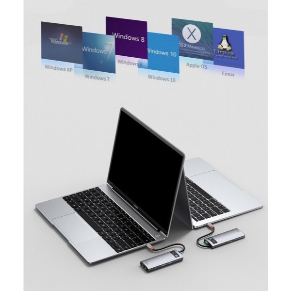 Фото - Док-станция Baseus USB3.1 USB Type C PD 100W/HDMI 4K 30Hz/3хUSB3.2 Gen1/RJ45 6in1 Grey (CAHUB-CW0G)