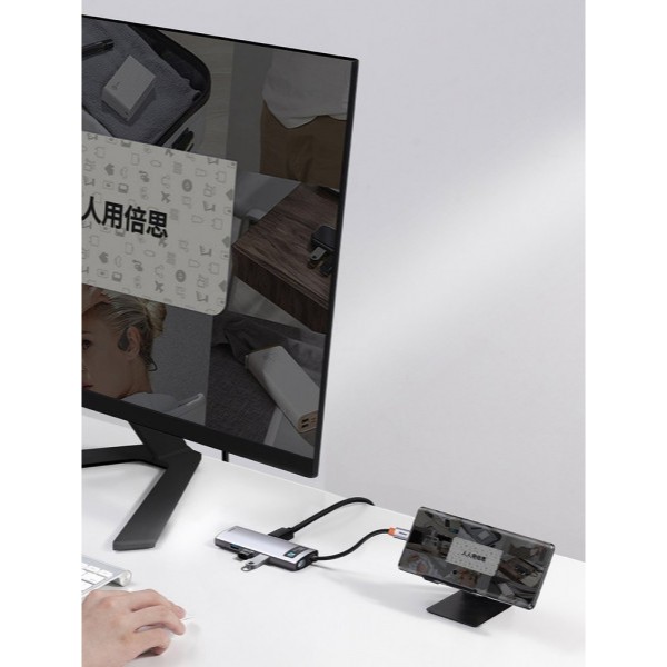 Фото - Док-станция Baseus USB3.1 USB Type C PD 100W/HDMI 4K 30Hz/3хUSB3.2 Gen1/RJ45 6in1 Grey (CAHUB-CW0G)