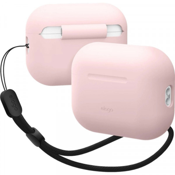Фото - Чохол для навушників Elago Silicone Basic Case with Nylon Lanyard Light Pink for Airpods Pro 2nd Gen (EAPP2SC-BA+ROSTR-LPK)