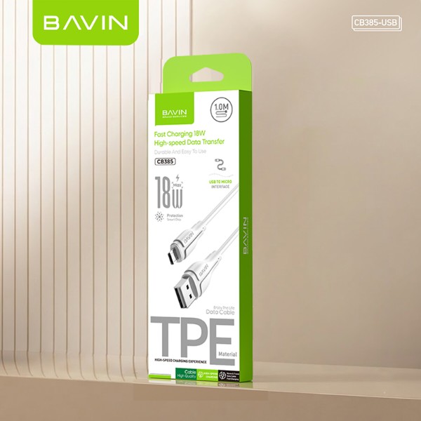 Фото - Кабель Bavin 18W Micro-USB/Type-C 1m White (U-CB385-M WH)
