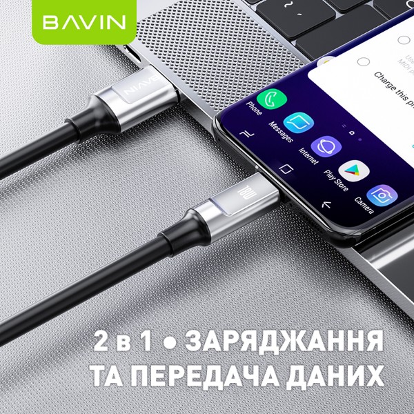 Фото - Кабель Bavin 18W USB-A/Type-C 1.2m Black (U-CB288-C BK)