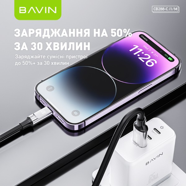 Фото - Кабель Bavin 18W USB-A/Type-C 1.2m Black (U-CB288-C BK)