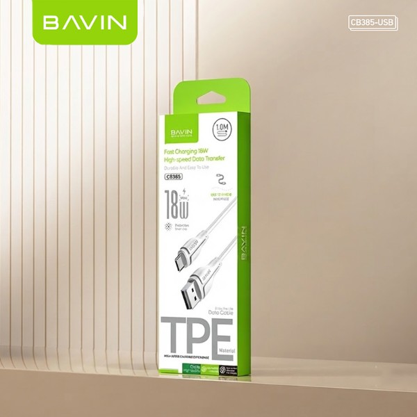 Фото - Кабель Bavin 18W USB-A/Type-C 1m White (U-CB385-C WH)