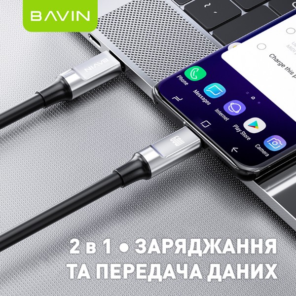 Фото - Кабель Bavin 60W Type-C/Type-C 1.2m Black (U-CB288-CC BK)