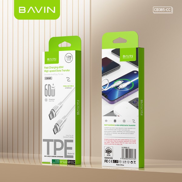 Фото - Кабель Bavin 60W Type-C/Type-C 1m White (U-CB385-CC WH)