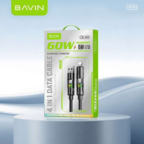 Фото - Кабель Bavin 60W Type-C/Type-C/USB-A/Lightning 1m Black (U-CB394-4IN1 BK)