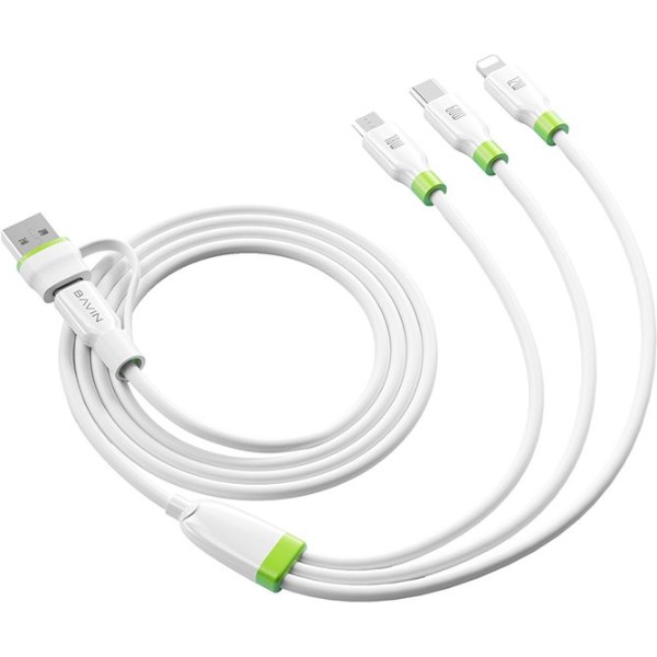 Фото - Кабель Bavin 60W Type-C/Type-C/USB-A/Micro-USB/Lightning 1.2m White (U-CB412-5IN1 WH)